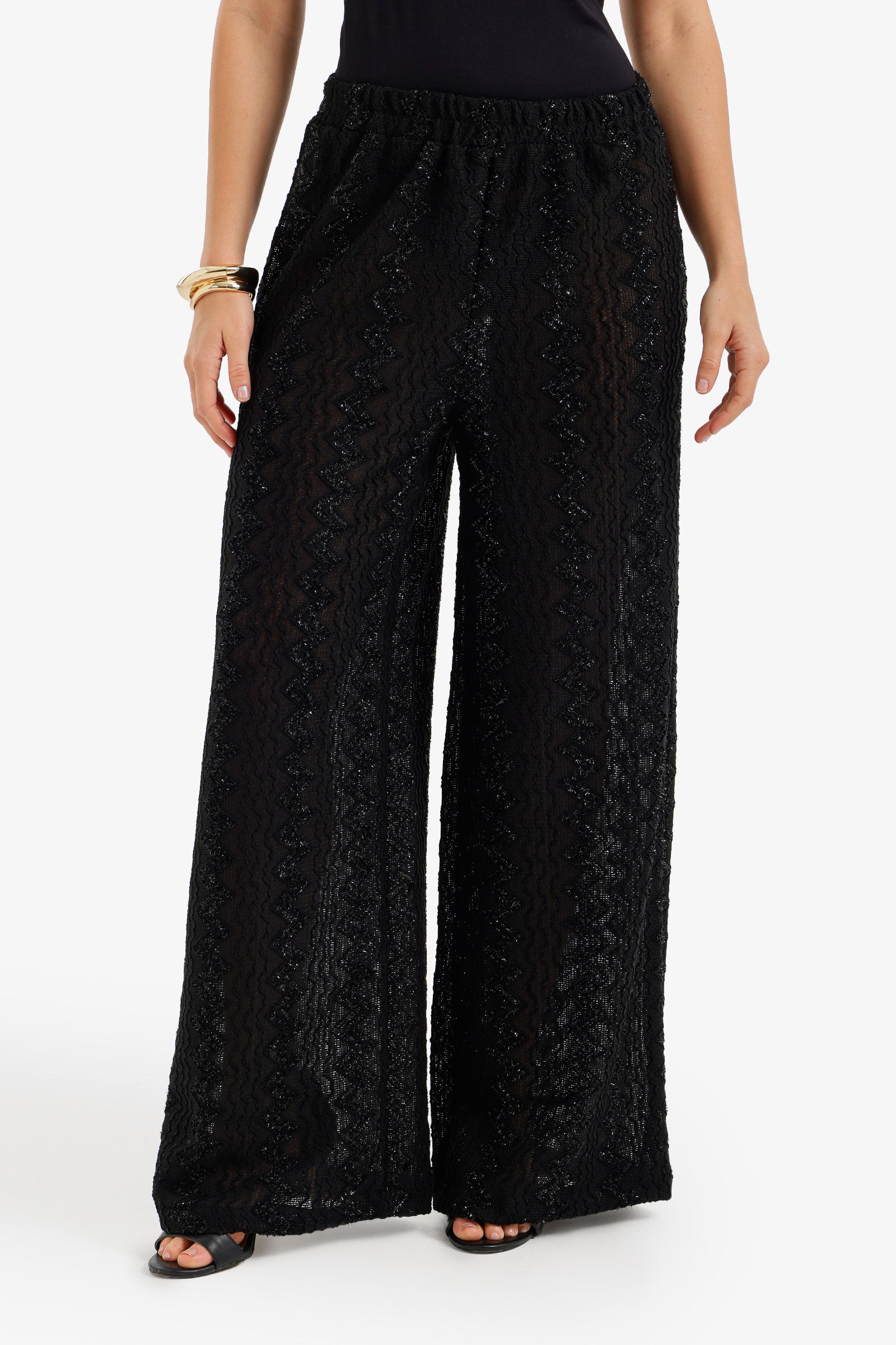 Zigzag-Embroidered Pants