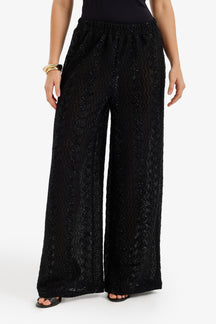 Zigzag-Embroidered Pants
