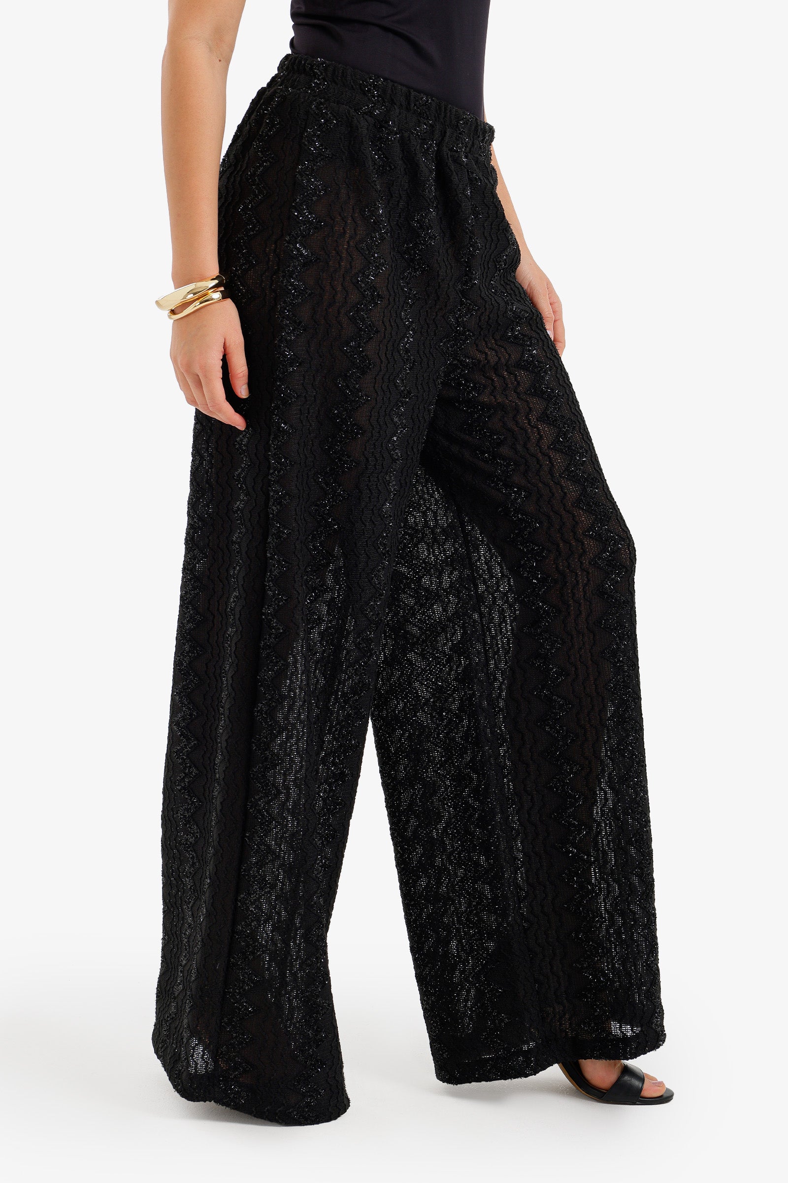 Zigzag-Embroidered Pants