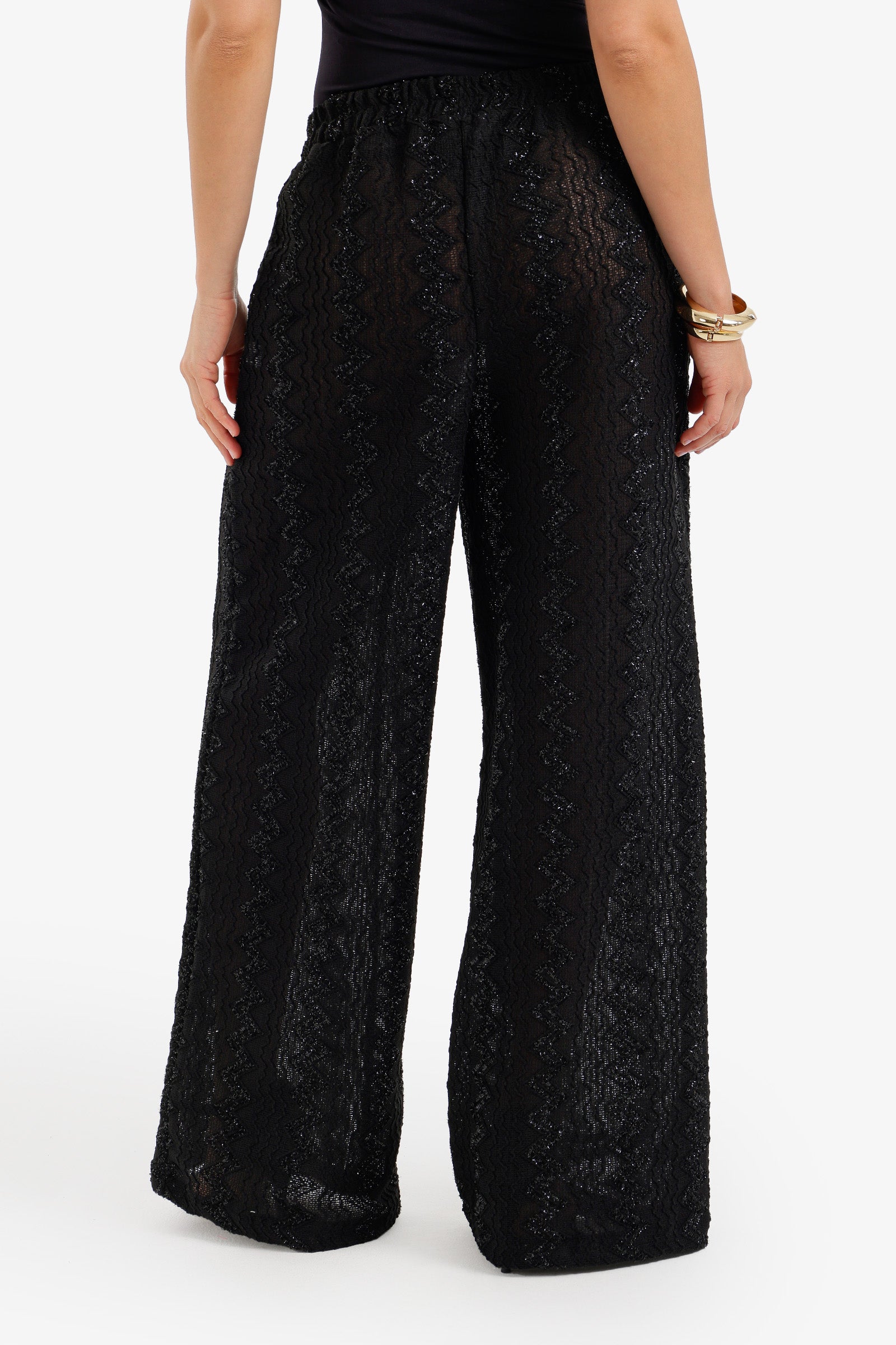 Zigzag-Embroidered Pants