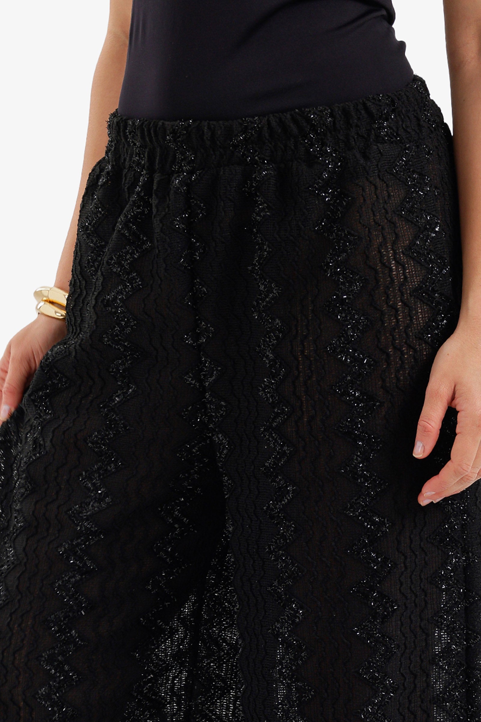 Zigzag-Embroidered Pants
