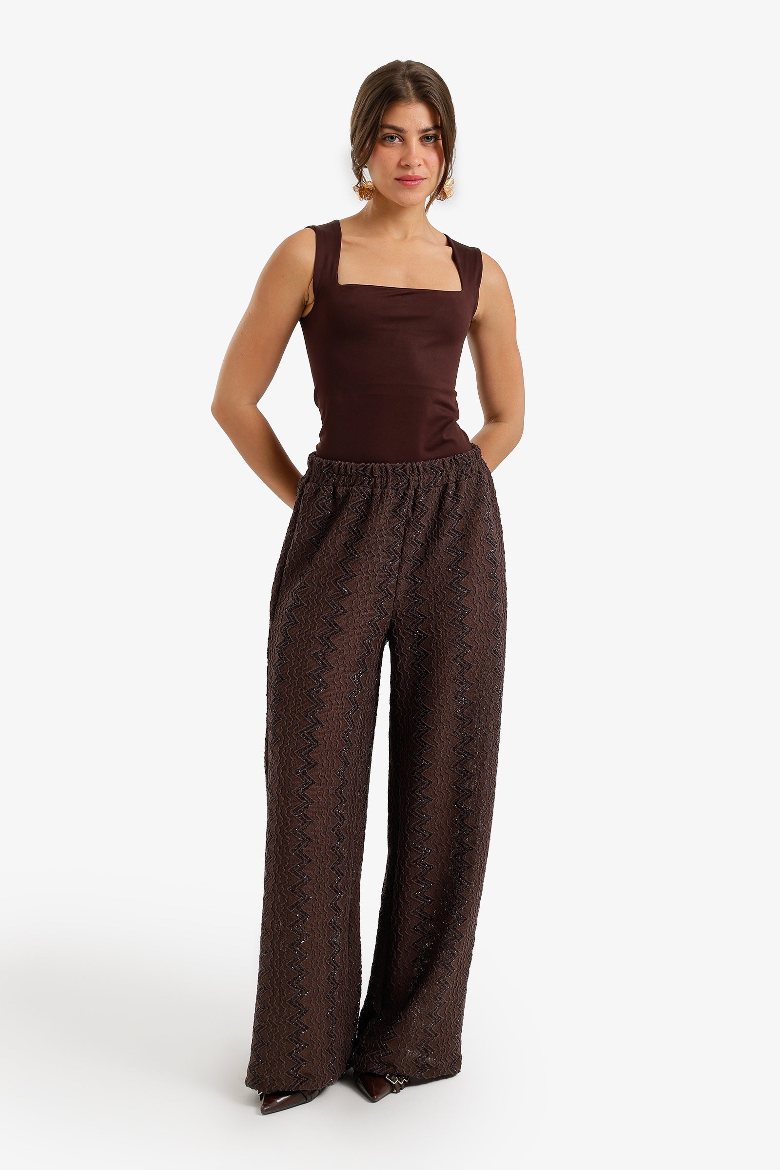 Zigzag-Embroidered Pants