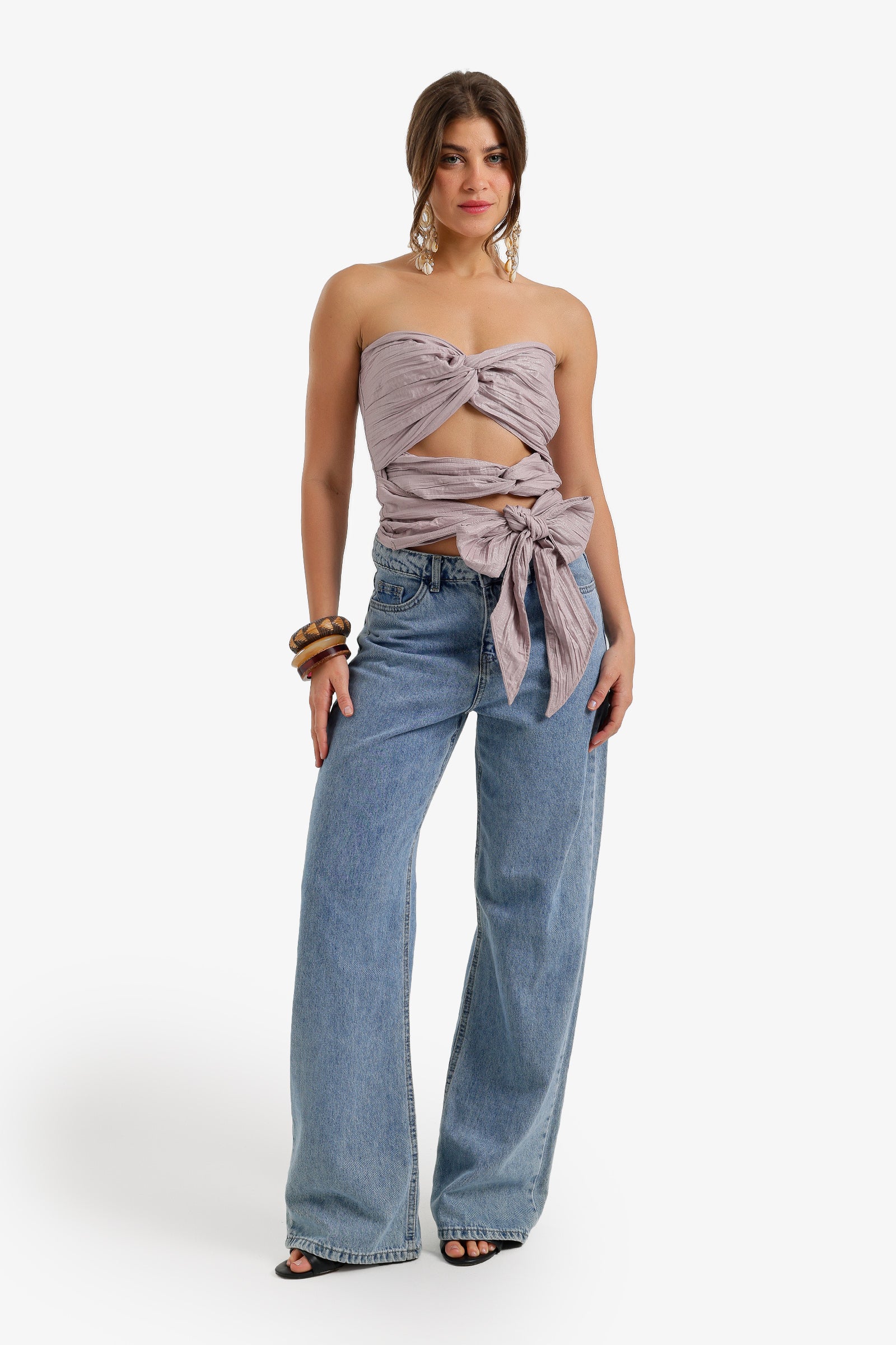 Crinkle Twisted Crop Top