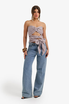 Crinkle Twisted Crop Top