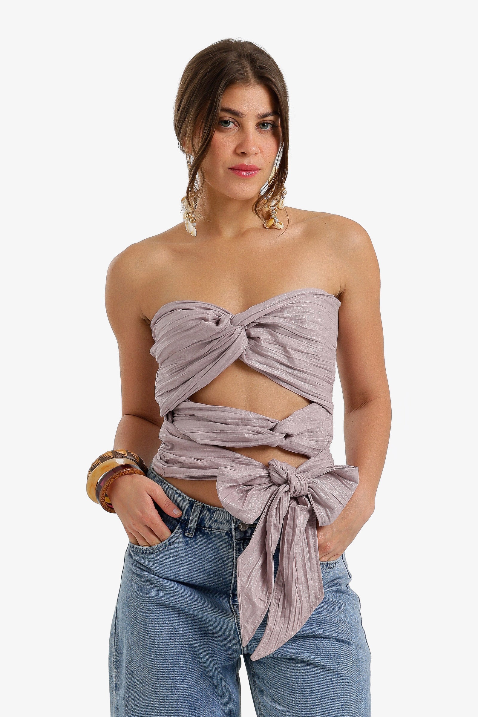 Crinkle Twisted Crop Top