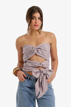 Crinkle Twisted Crop Top