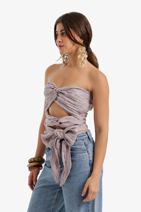 Crinkle Twisted Crop Top
