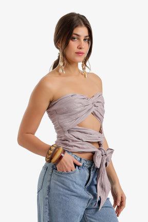 Crinkle Twisted Crop Top