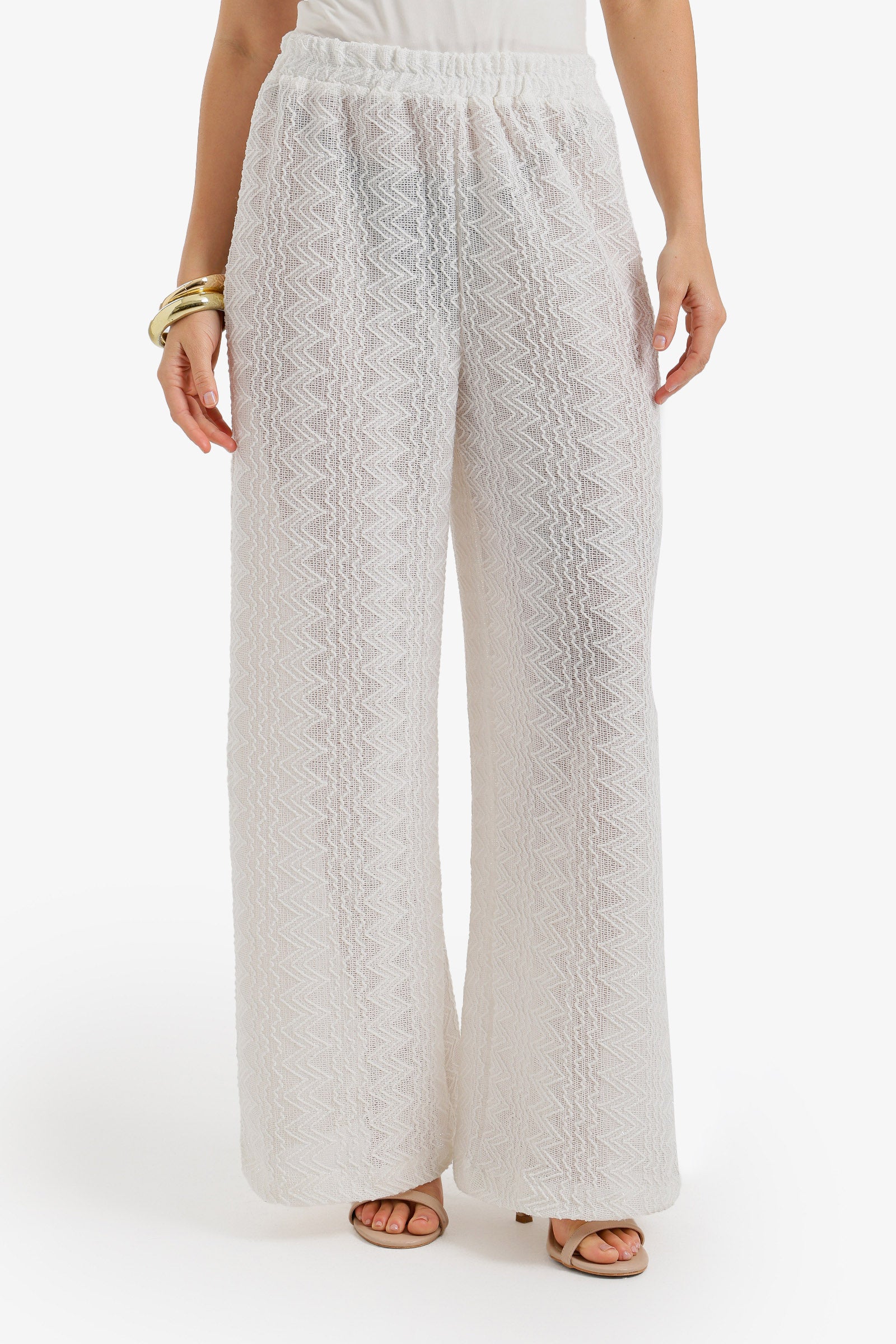 Zigzag-Embroidered Pants