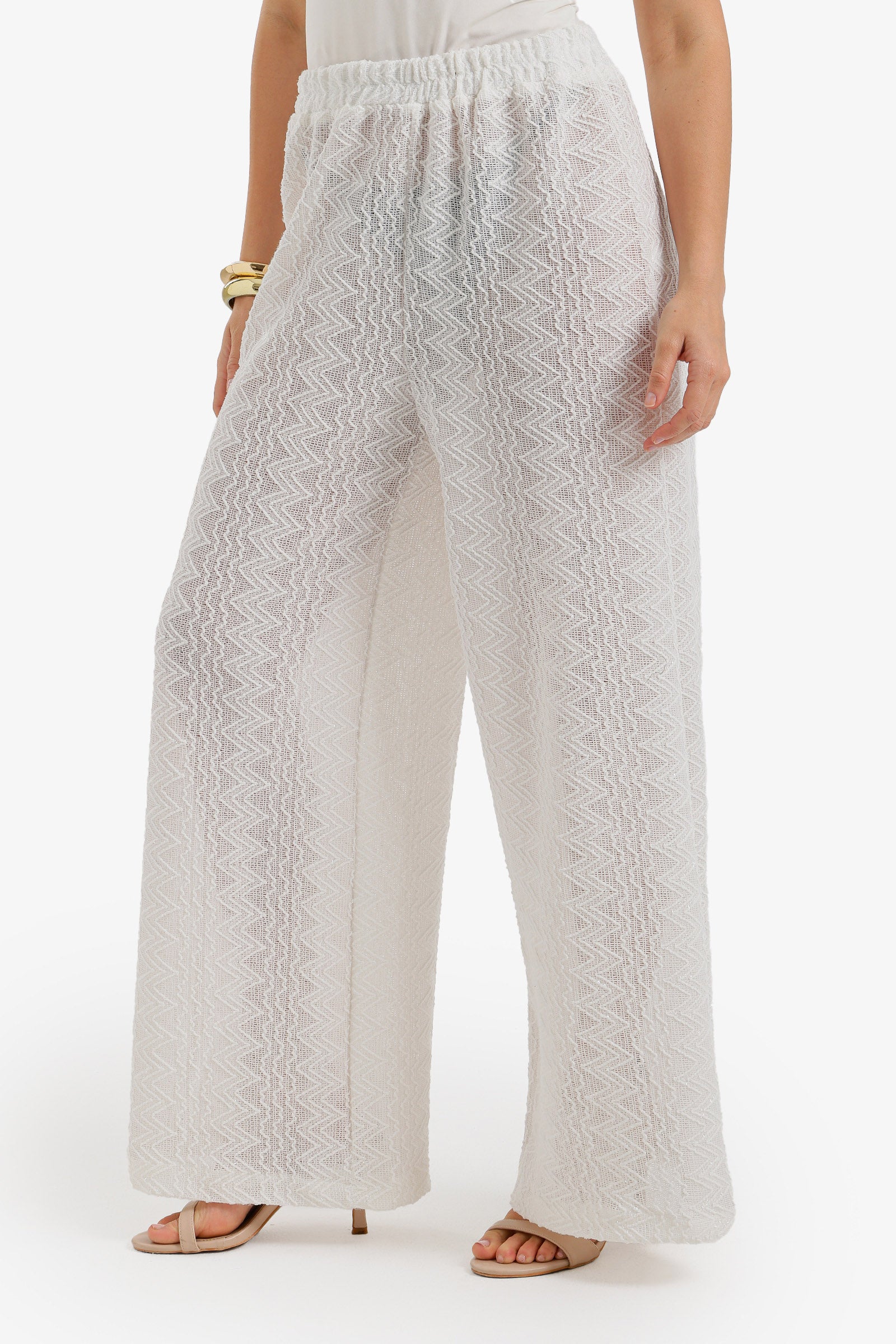 Zigzag-Embroidered Pants
