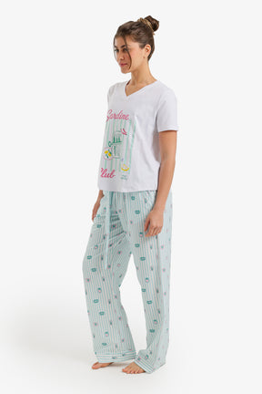 Printed Striped Pyjama Set