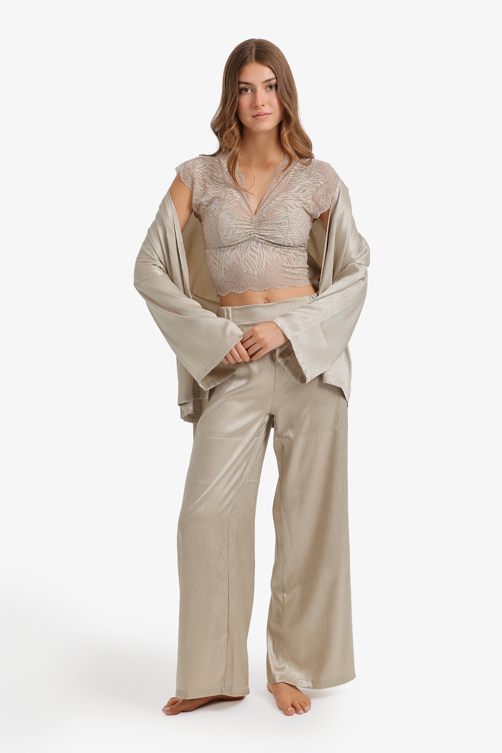 3-Piece Lace Detail Pyjama