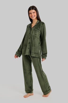 Piped Button-Front Pyjama