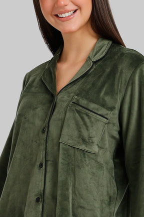 Piped Button-Front Pyjama