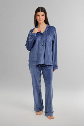 Piped Button-Front Pyjama