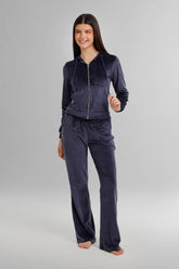 Hooded Zip-Up Velvet Pyjama