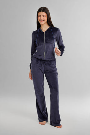 Hooded Zip-Up Velvet Pyjama