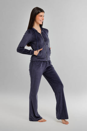 Hooded Zip-Up Velvet Pyjama