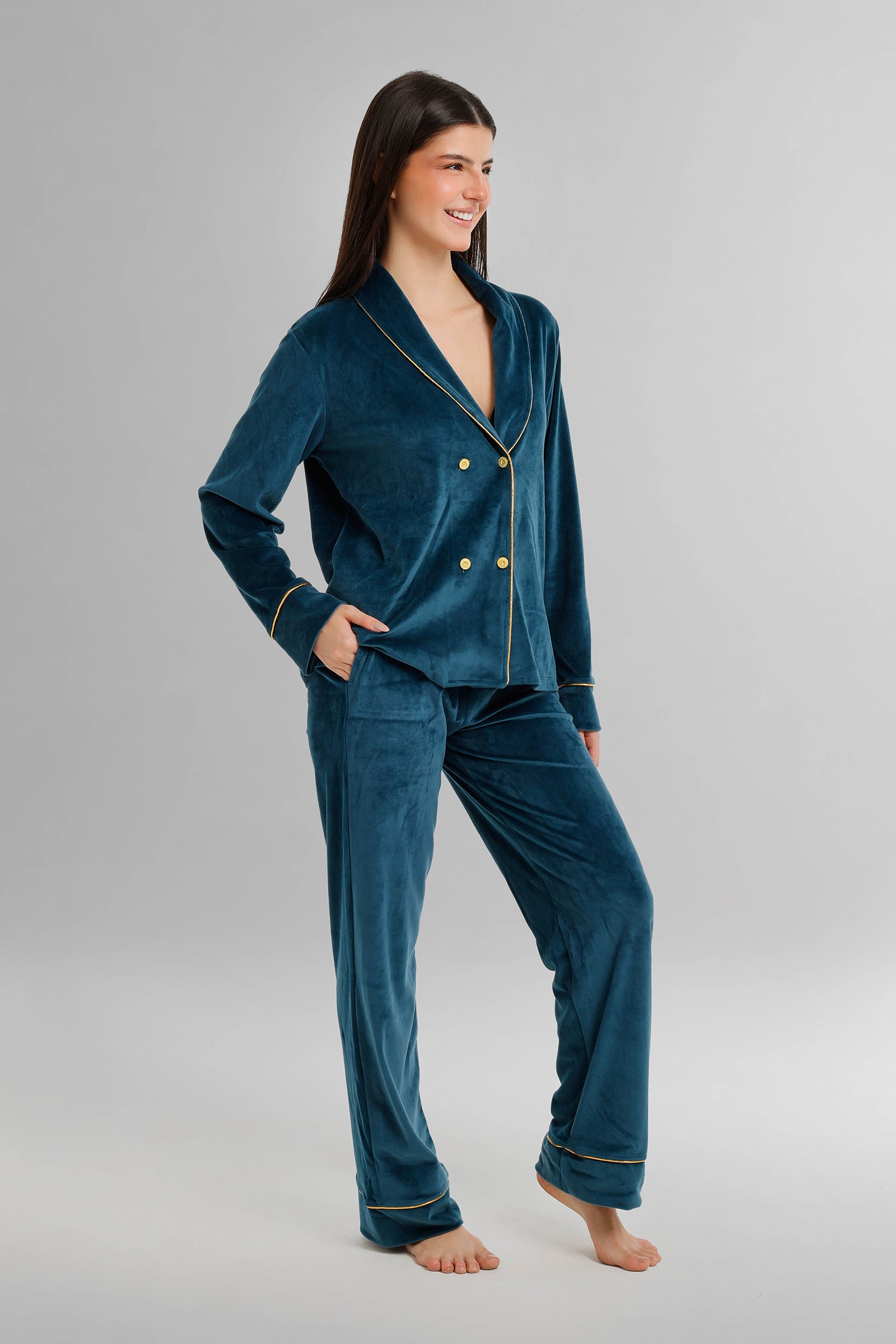 Double-Breasted Velvet Pyjama