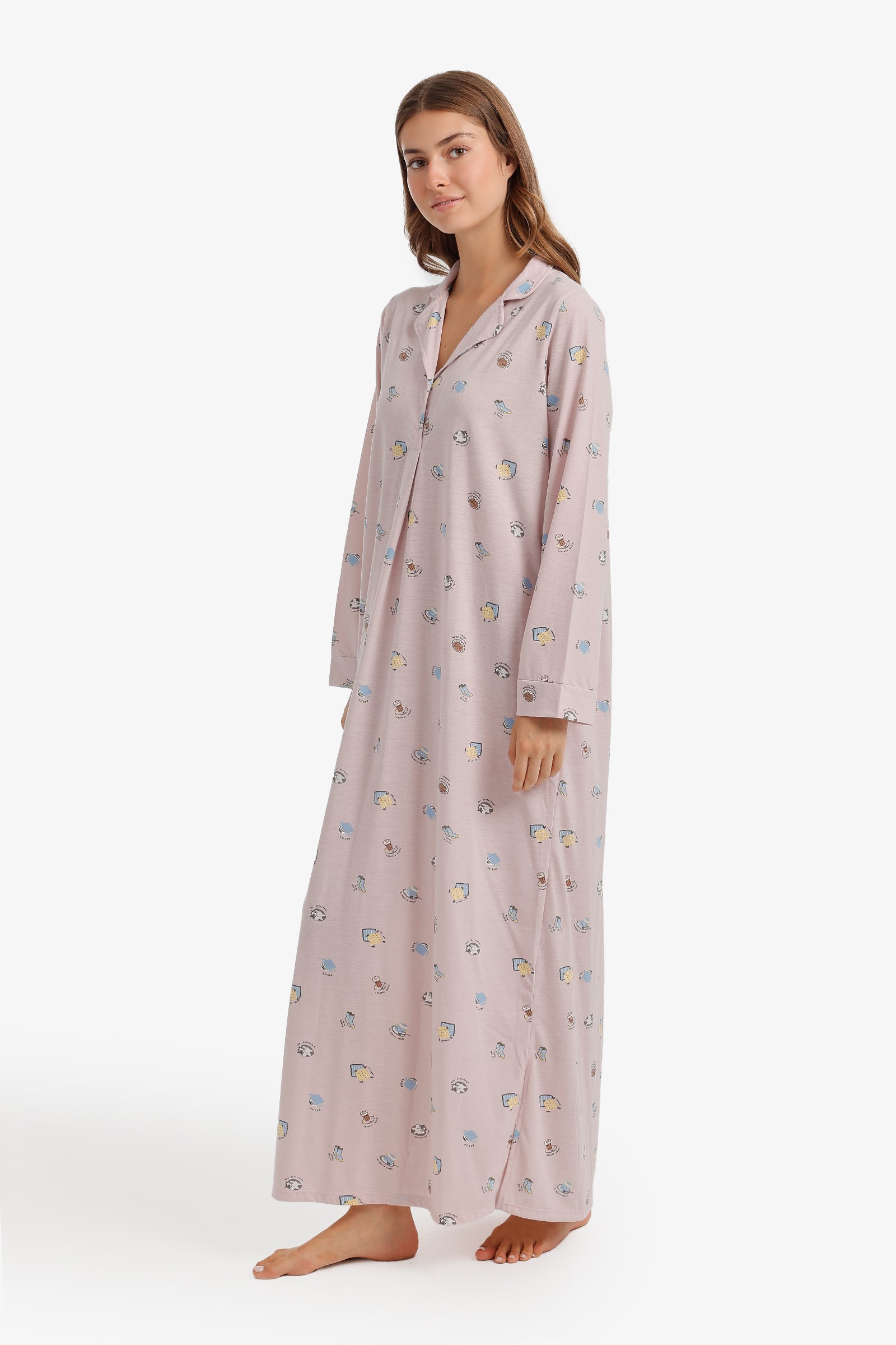 Printed Long-Sleeve Nightgown
