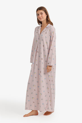 Printed Long-Sleeve Nightgown