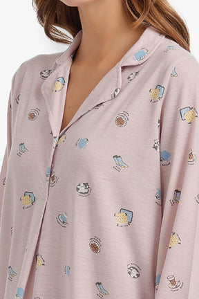 Printed Long-Sleeve Nightgown