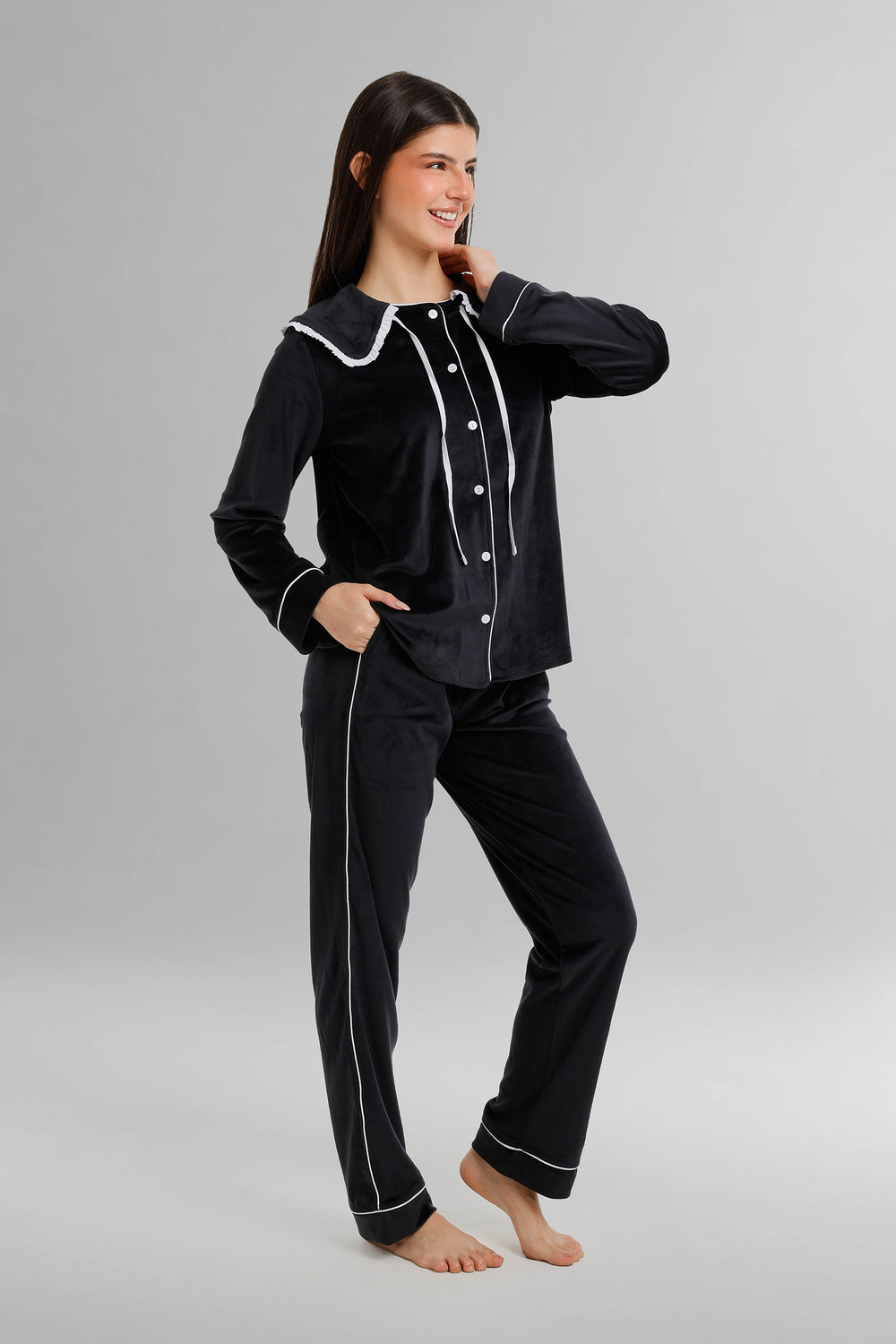 Sailor Collar Velvet Pyjama