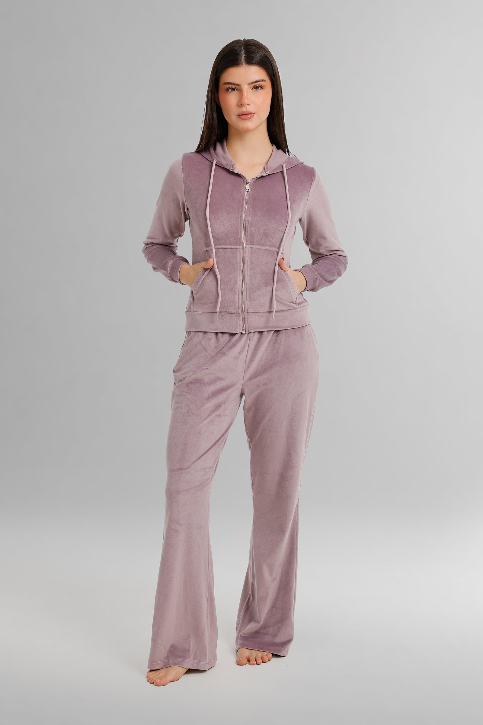 Hooded Zip-Up Velvet Pyjama