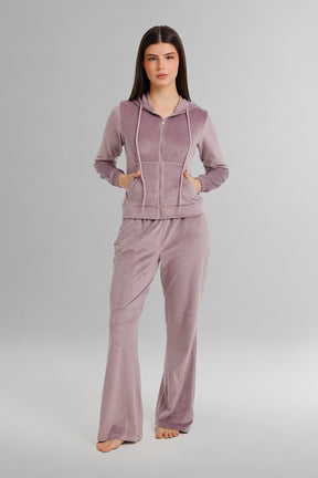 Hooded Zip-Up Velvet Pyjama