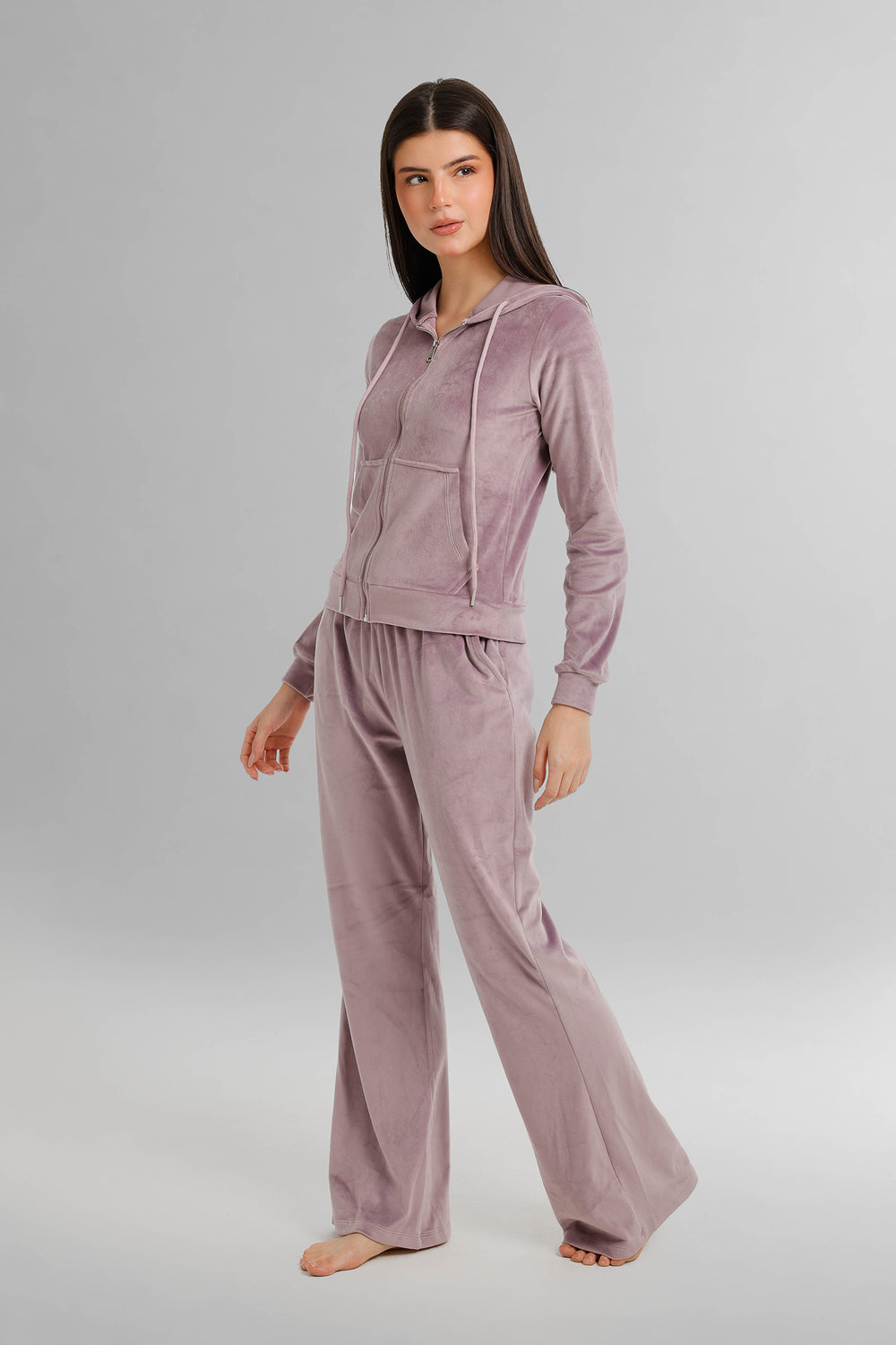 Hooded Zip-Up Velvet Pyjama