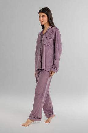 Piped Button-Front Pyjama