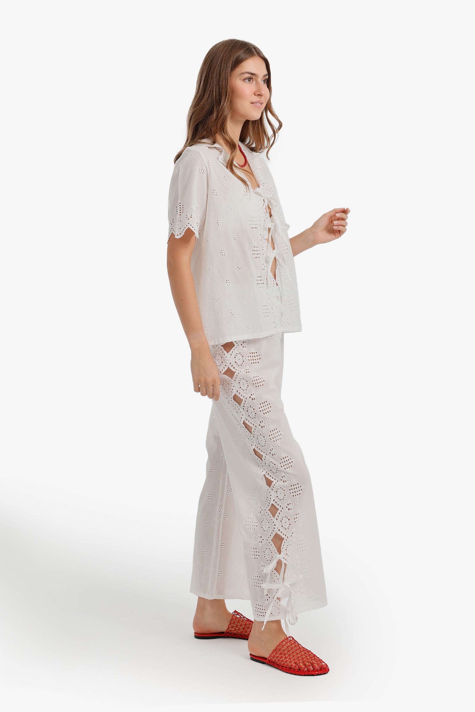 Eyelet Cutout Beach Set