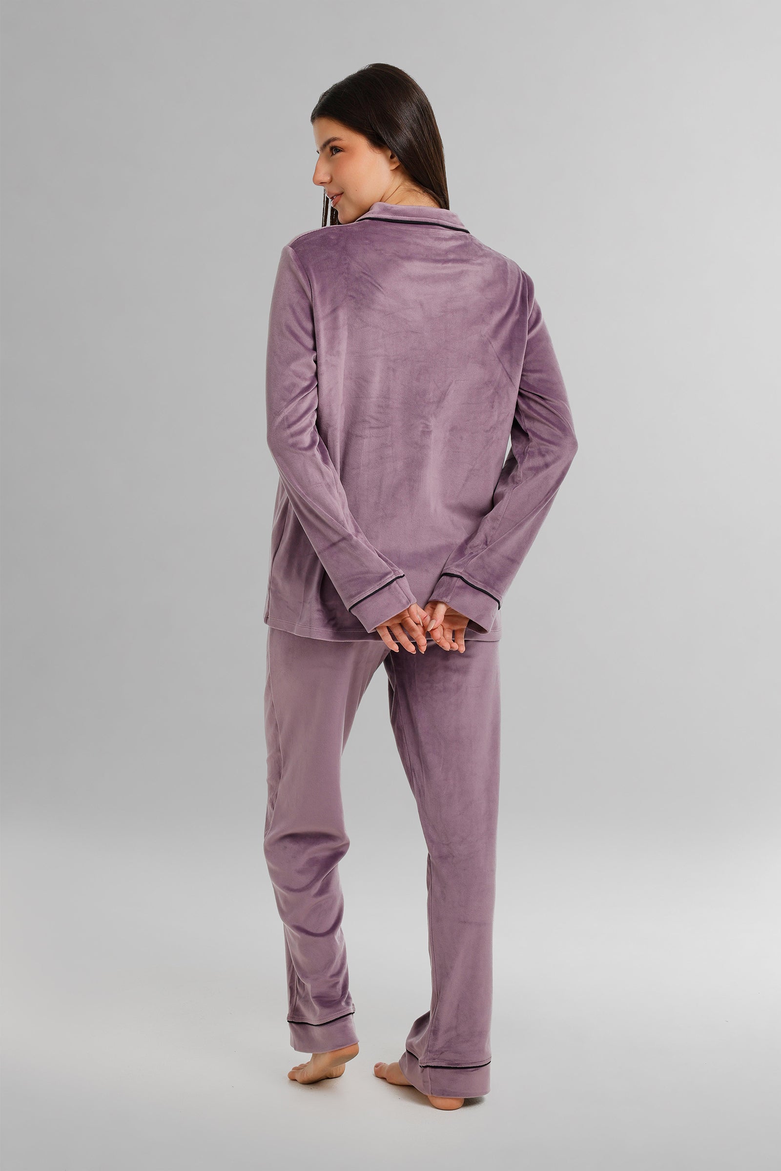 Piped Button-Front Pyjama