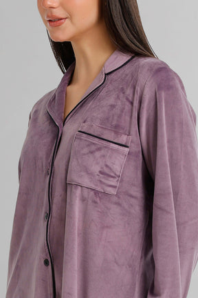 Piped Button-Front Pyjama