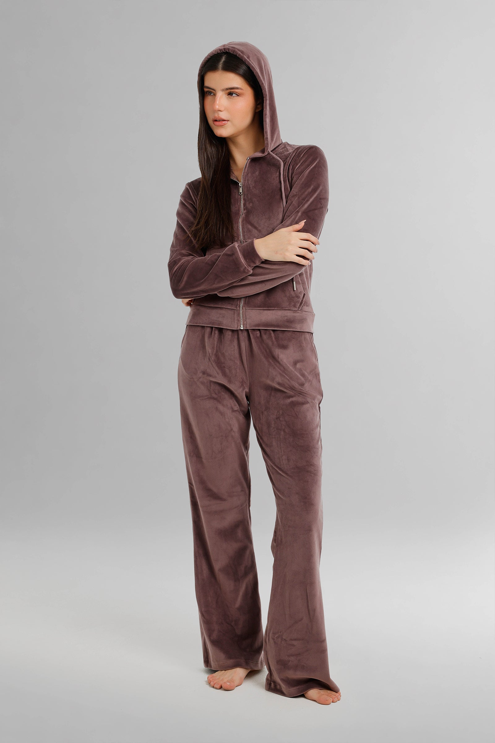 Hooded Zip-Up Velvet Pyjama