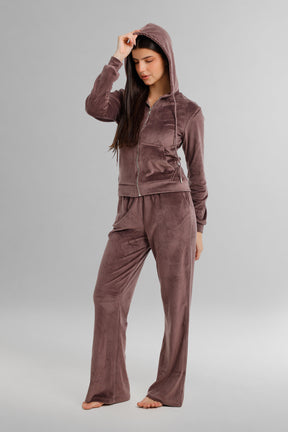 Hooded Zip-Up Velvet Pyjama