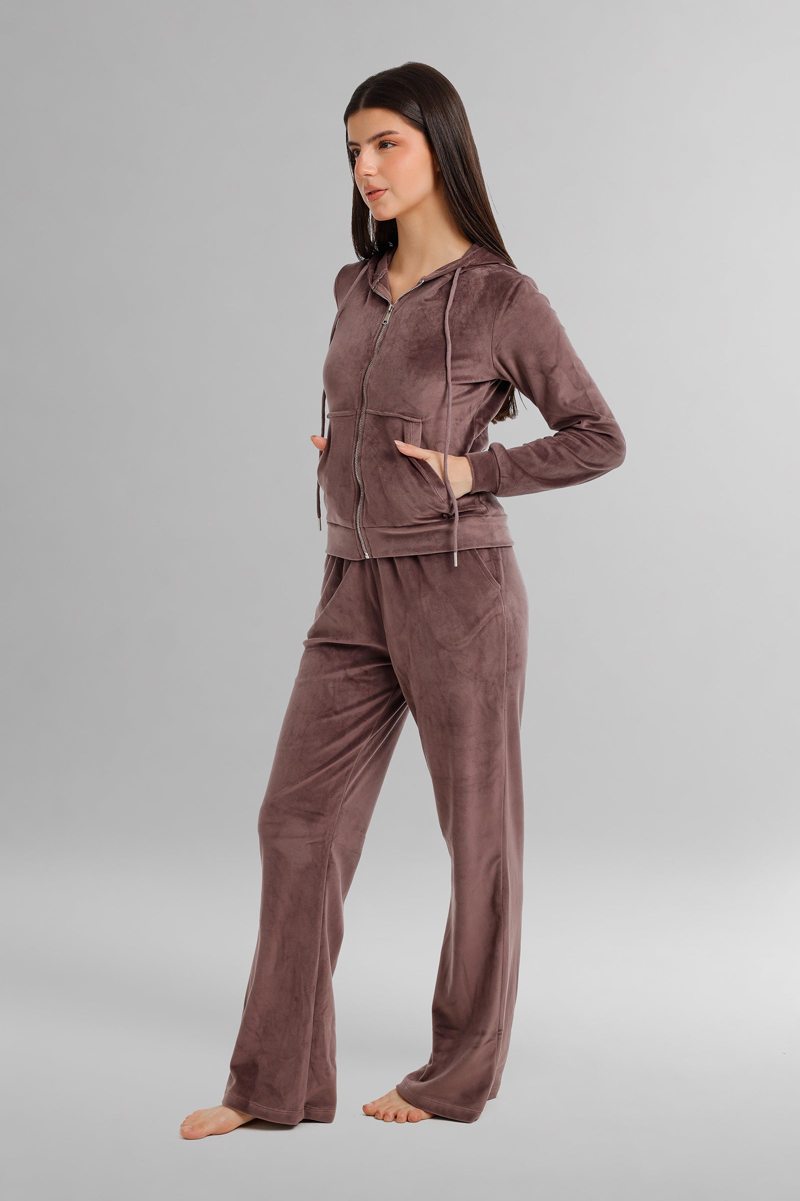 Hooded Zip-Up Velvet Pyjama