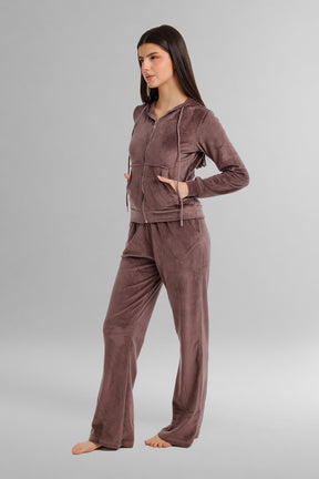 Hooded Zip-Up Velvet Pyjama