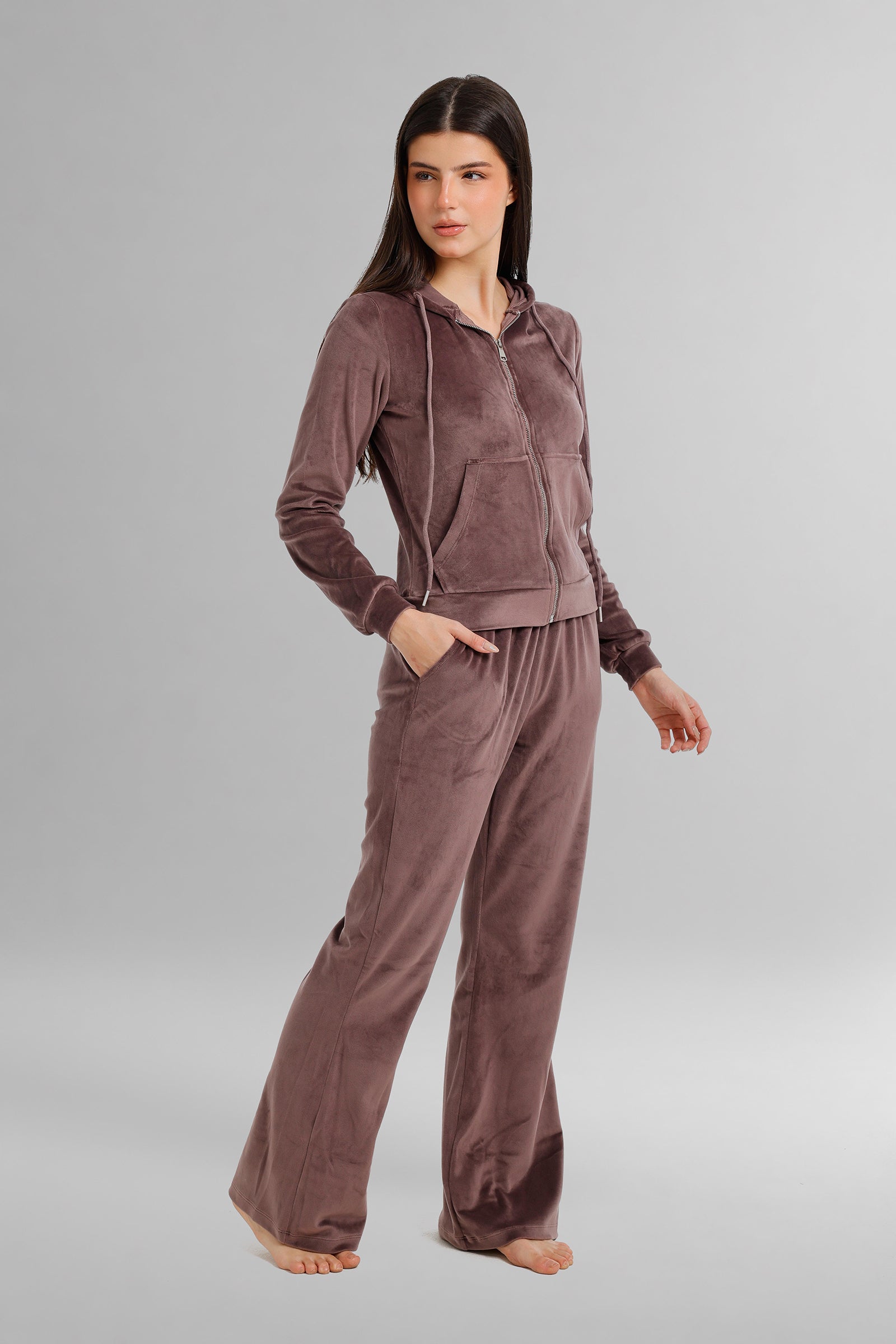 Hooded Zip-Up Velvet Pyjama