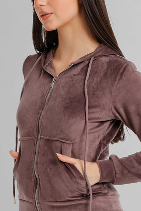 Hooded Zip-Up Velvet Pyjama