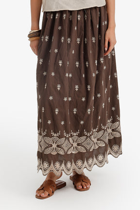 Scalloped-Hem Maxi Skirt