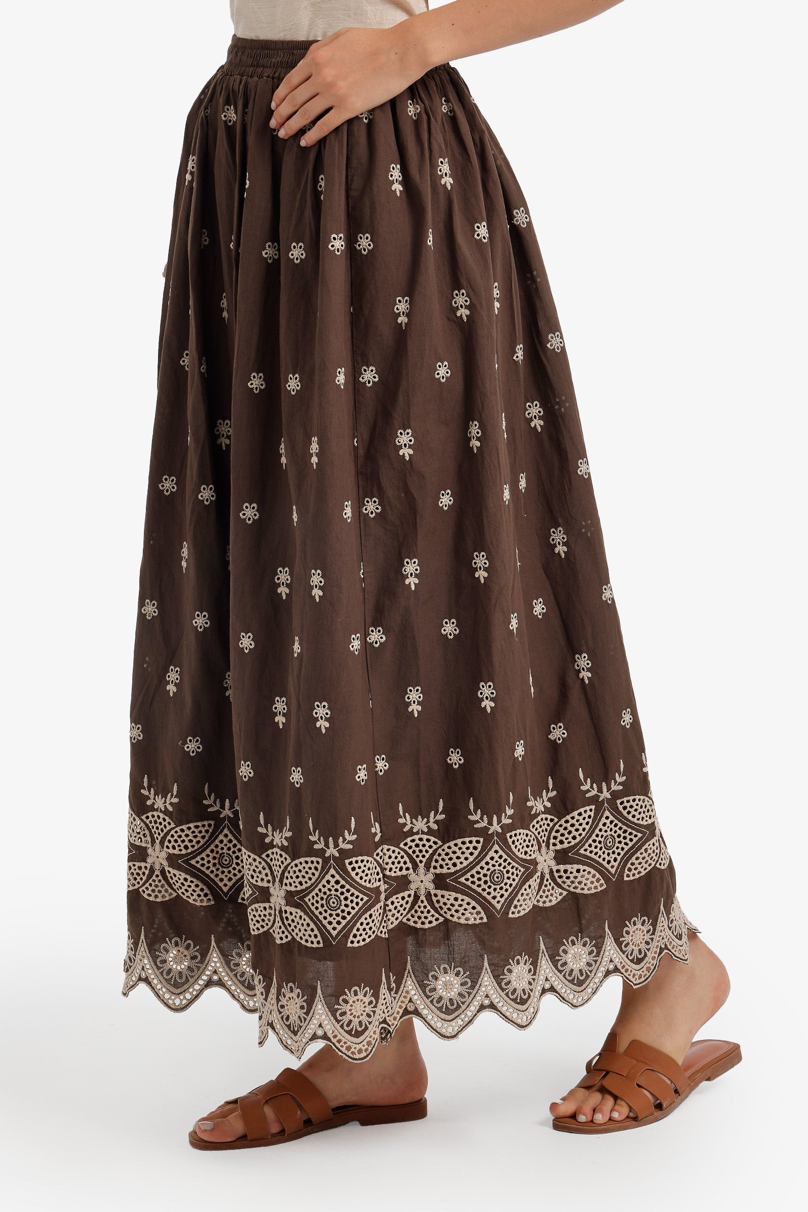 Scalloped-Hem Maxi Skirt