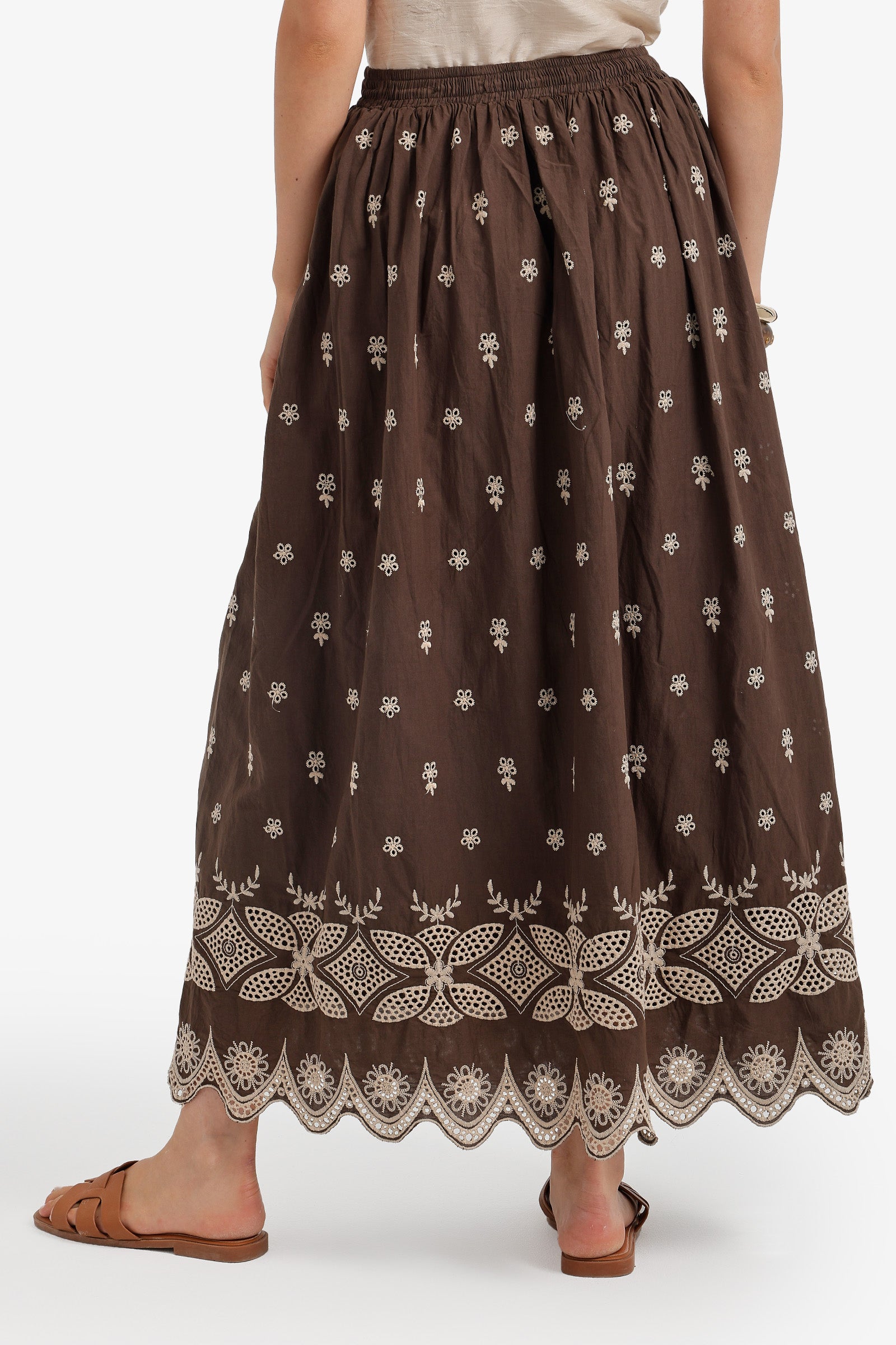 Scalloped-Hem Maxi Skirt