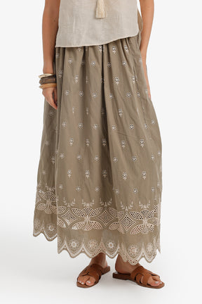 Scalloped-Hem Maxi Skirt