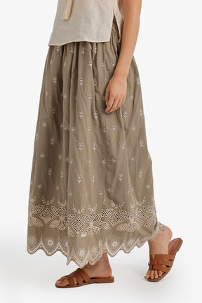 Scalloped-Hem Maxi Skirt