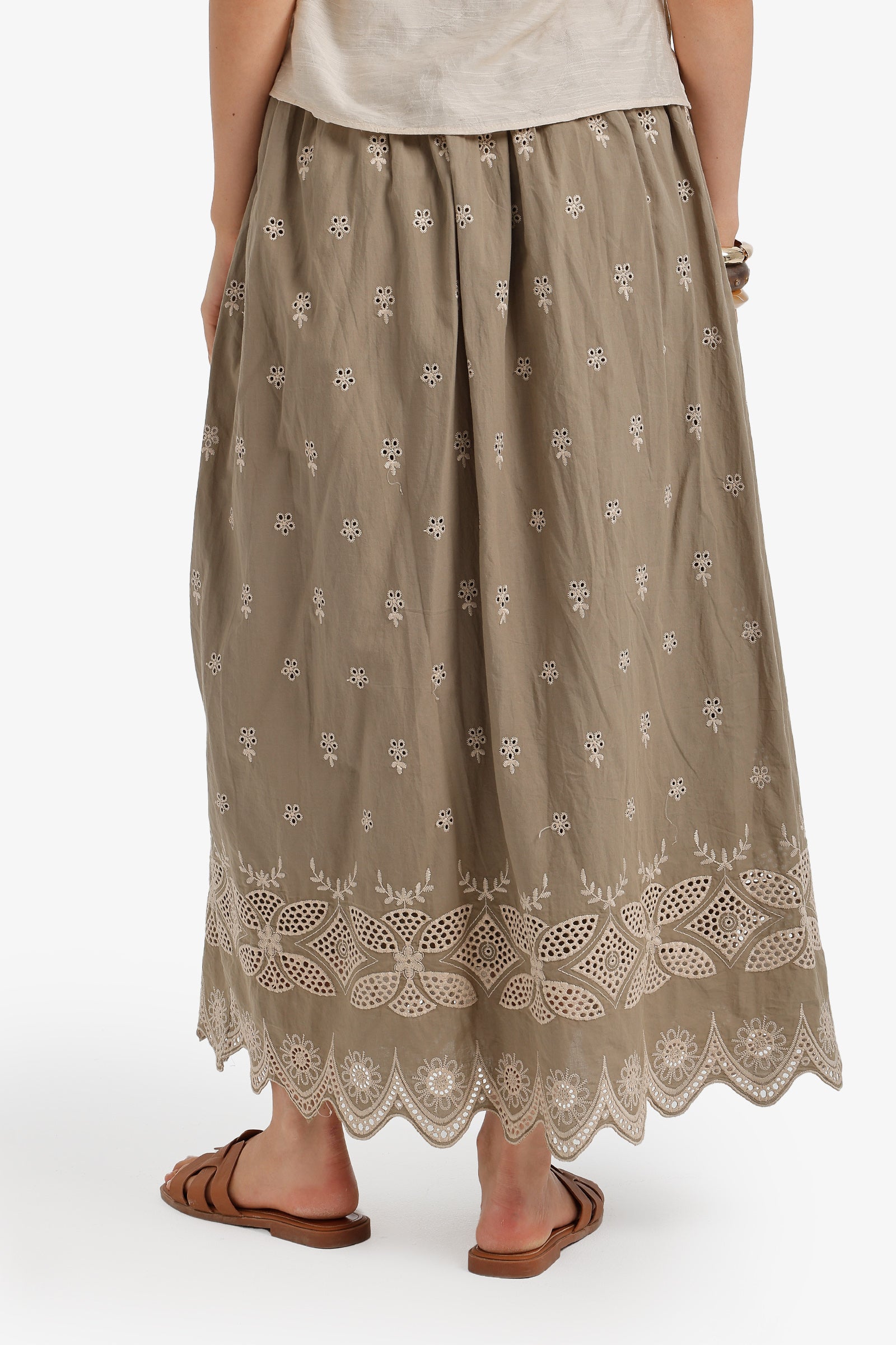 Scalloped-Hem Maxi Skirt