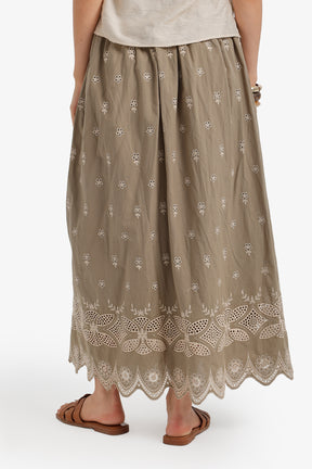 Scalloped-Hem Maxi Skirt