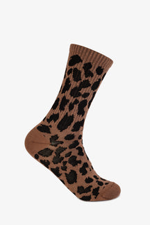 Leopard Print Crew Socks
