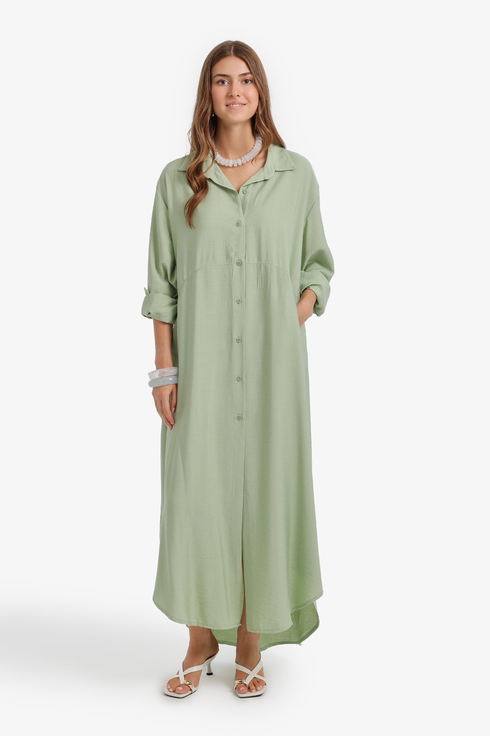 Tab Sleeve Shirt Dress