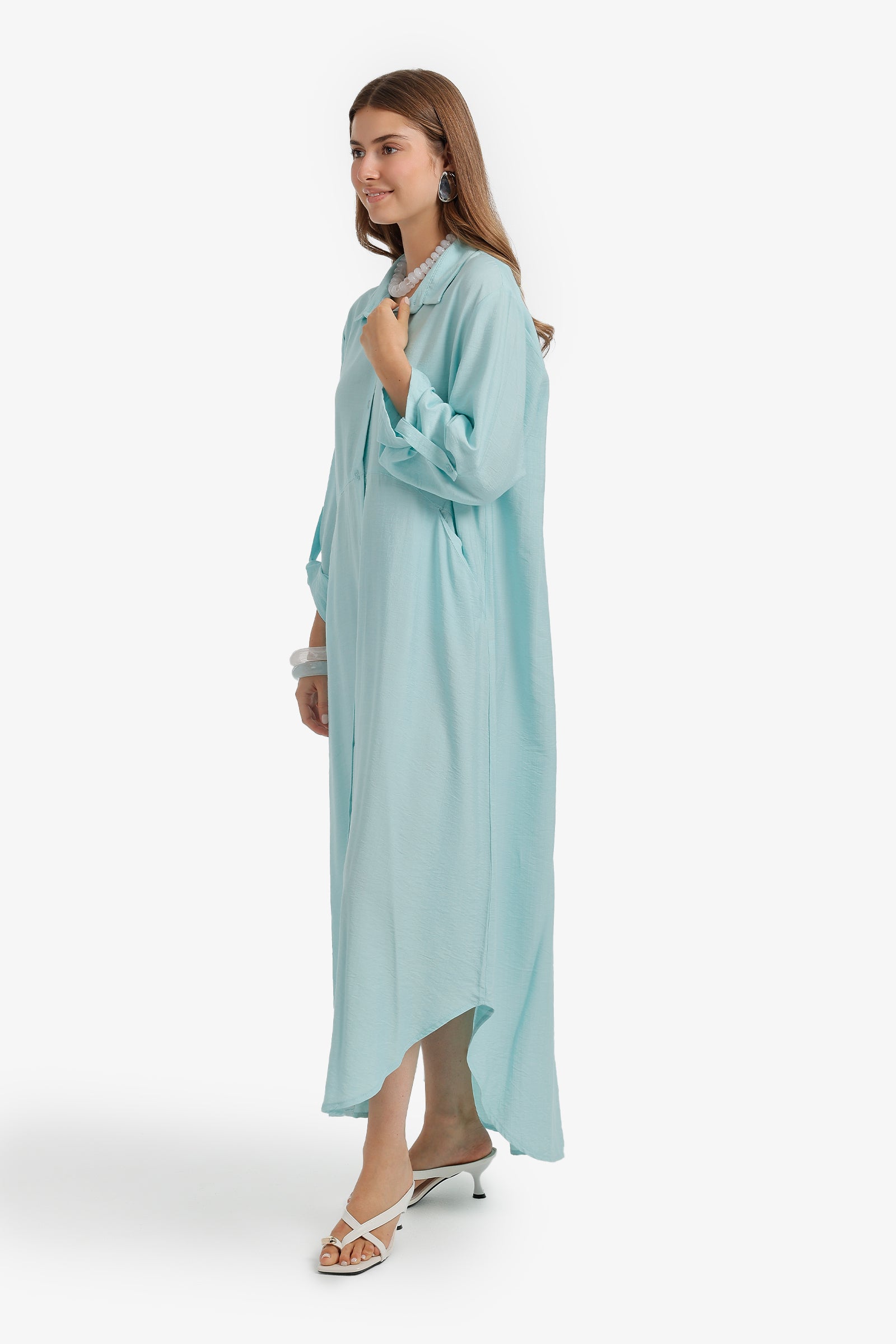Tab Sleeve Shirt Dress